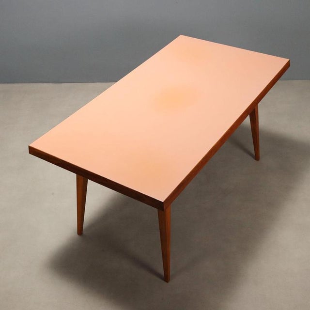 Oak Wood Table with Colored Top, 1960s For Sale - Image 6 of 8