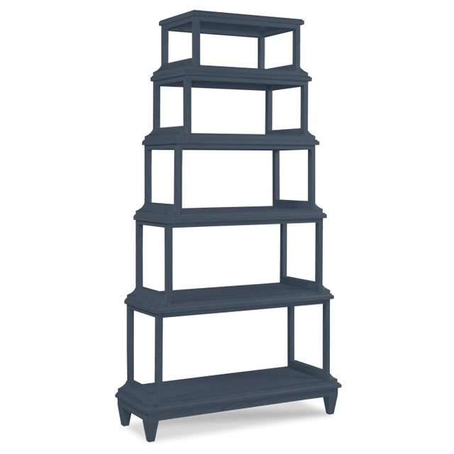 This is a made to order item with a 8-10 week lead time. The color is Benjamin Moore Hale Navy. A stately etagere of 5...
