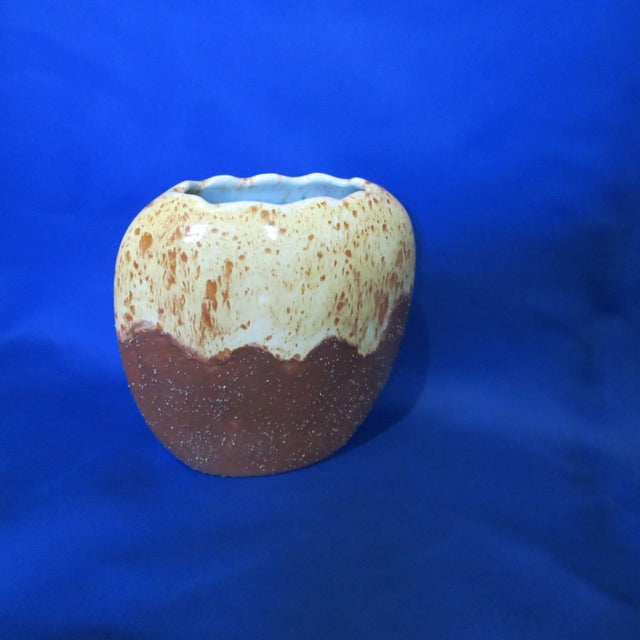 2010s Hand Thrown Studio Pottery Oval Vase Two Tone Speckle Style For Sale - Image 5 of 17