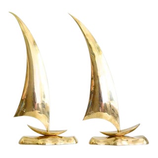 Vintage Brass Sailboats - a Pair For Sale