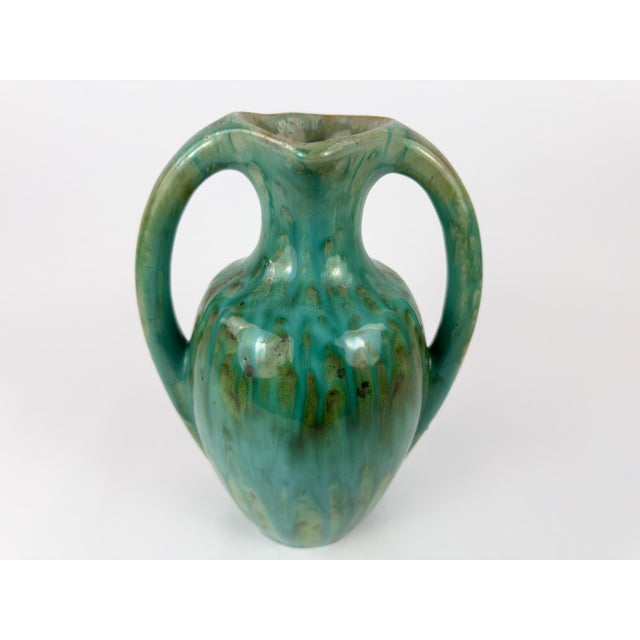 1930s Pierrefonds French Art Deco Double-Handled Stoneware Vase For Sale - Image 11 of 15