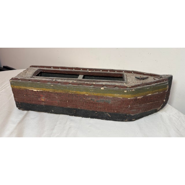 Antique Early 19th Century Handmade Carved Polychrome Wooden Folk Art Model Boat For Sale - Image 12 of 18