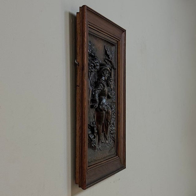 19th Century Renaissance Revival Carved Walnut Framed Panel For Sale - Image 14 of 16