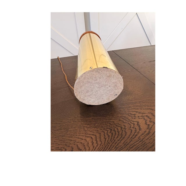 Mid 20th Century Mid Century Brass and Wood Cylinder Lamps Attributed to Laurel, Pair For Sale - Image 5 of 9