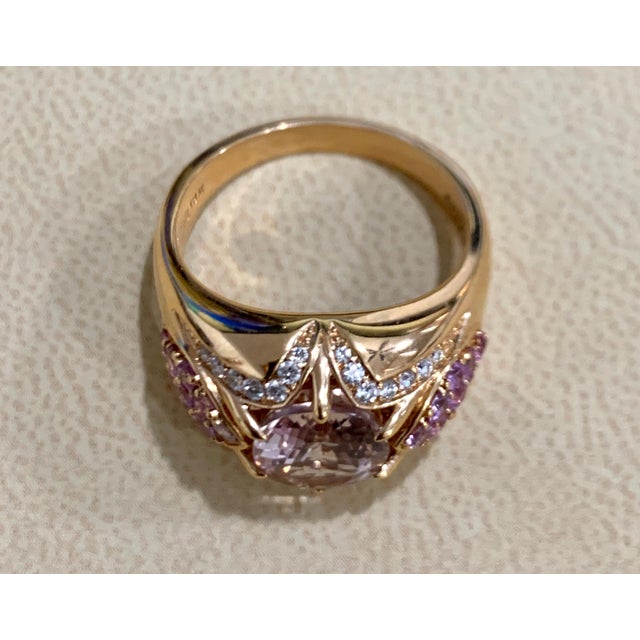 3.5 Carat Morganite and Diamond Cocktail Ring 18 Karat Rose Gold For Sale - Image 4 of 18