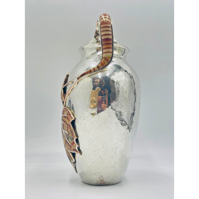 Emilia Castillo 1980s Large Emilia Castillo Water Pitcher With Natural Jasper Stone Inlay, Signed For Sale - Image 4 of 18