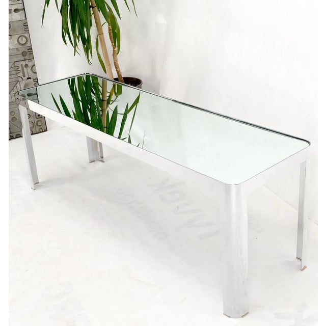 Metal Large & Long Rounded Corners Stainless Steel Chrome Rectangle Console Table For Sale - Image 7 of 13