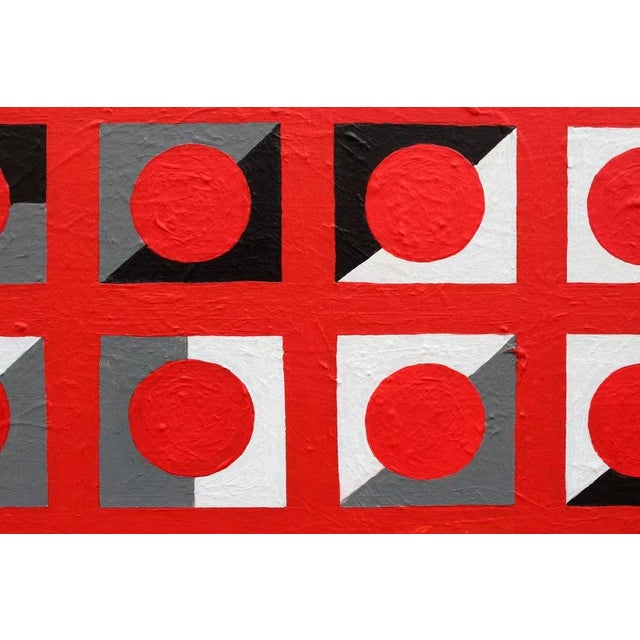 Contemporary "Red Circles Composition" Original Acrylic Painting on Canvas by Natalia Bessonova For Sale - Image 3 of 7