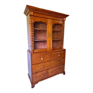 American Yellow Pine Cabinet on Chest of Drawers. 19th Century.