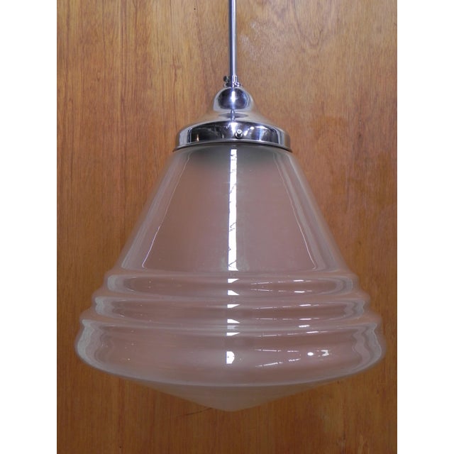 Art Deco Frosted Glass Pendant Lamp, 1930s For Sale - Image 11 of 11