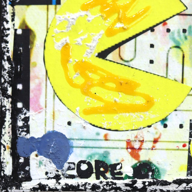 Pac-Man Ready - Retro Pop Art Collage on Canvas Original Artwork by Marion Duschletta For Sale - Image 4 of 9