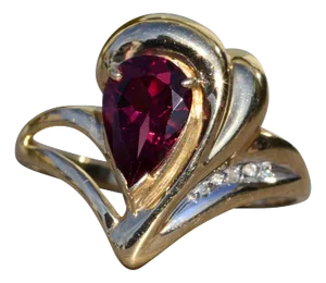The Montevallo: Ladies Yellow Gold Garnet and Diamond Cocktail Ring