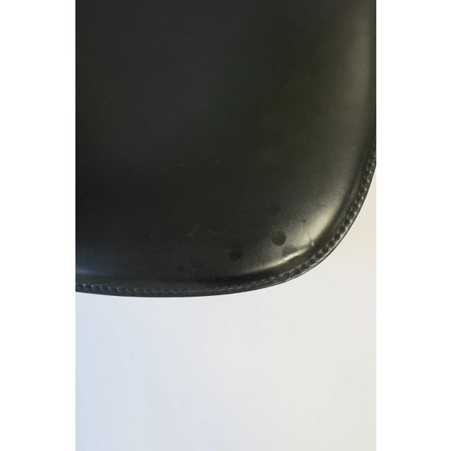 Italian Designer Postmodern Black Lacquer Wood and Leather Side Chair For Sale - Image 10 of 13
