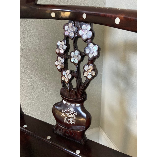 Wood 1950s Chinese Export Mother of Pearl Inlay Corner Chair For Sale - Image 7 of 13
