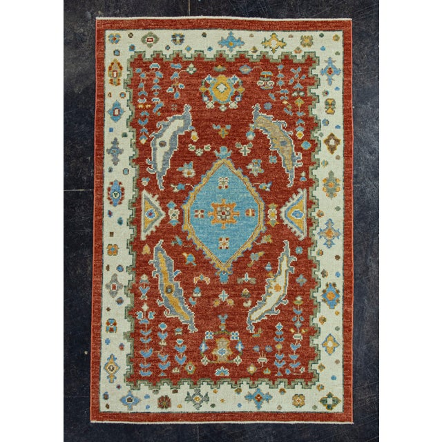 Terra Cotta Turkish Oushak Rug 3'10"x 5'10" #19548 For Sale - Image 8 of 8
