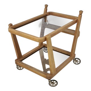 Oak and Glass Serving Table by Guillerme et Chambron for Votre Maison, 1950s For Sale