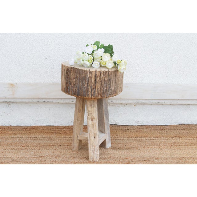 This rustic end table is unapologetically raw and incredibly robust. The Primitive Wood Stool is reconstructed from heavy...