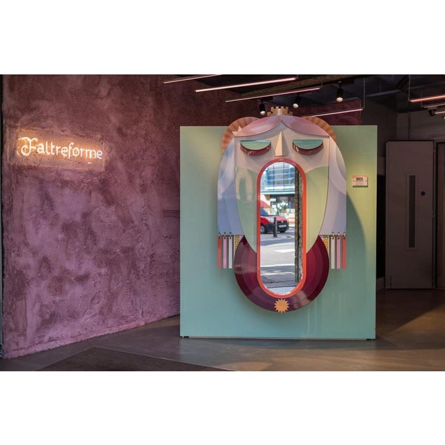 Mata decorative cabinet with mirror in powder-coated aluminum by altreforme dimensions: d 42 x w 121 x h 200 cm....