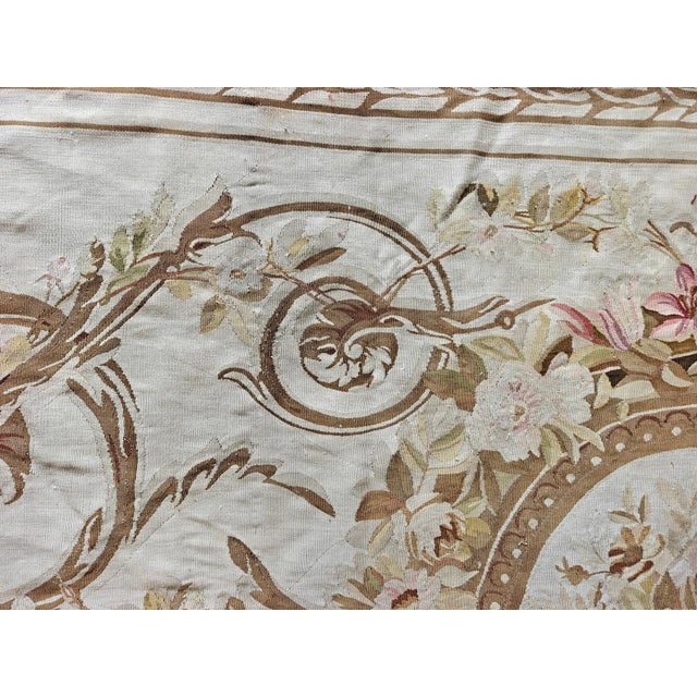 Ivory 1850s Ivory Field Classical French Antique European Aubusson Oversized Rug For Sale - Image 8 of 10
