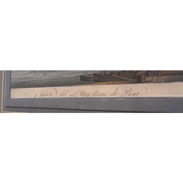 Italian Signed Framed Watercolor Italian Canal Scene Engraving For Sale - Image 3 of 8