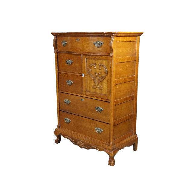 Victorian 1990s Lexington Victorian Sampler Collection Oak 391-307 Door Chest Tall Dresser 52" For Sale - Image 3 of 18