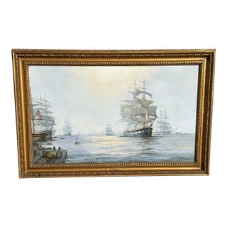 " Clippers in Halifax Harbour " Very Popular and Listed Artist Henry Scott, Specialising in Ship Portraits For Sale