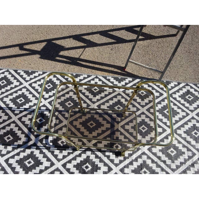 Gold Rolling Serving Cart in Gilded Metal and Glass, 1980s For Sale - Image 8 of 18