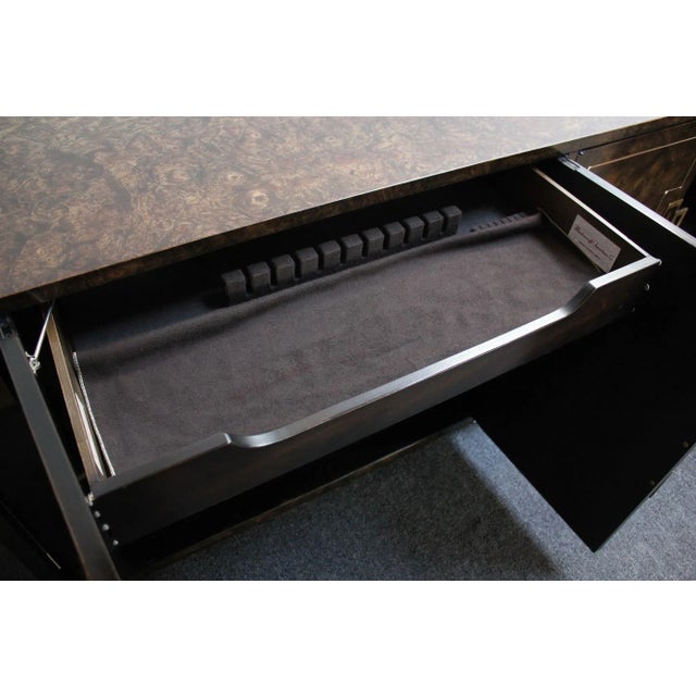 Vintage Elm Burl and Brass Greek Key Credenza by William Doezema for Mastercraft For Sale - Image 12 of 13