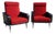 Vintage Red and Black Chairs with Compass Feet, 1970s, Set of 2 For Sale