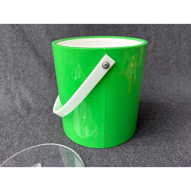 Mid 20th Century Mid Century Modern Lime Green Vinyl & Lucite Ice Bucket For Sale - Image 10 of 18