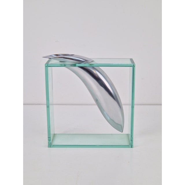Art Vase in Aluminum and Glass attributed to Lisa Mori, Italy, 1980s, Set of 4 For Sale - Image 3 of 18