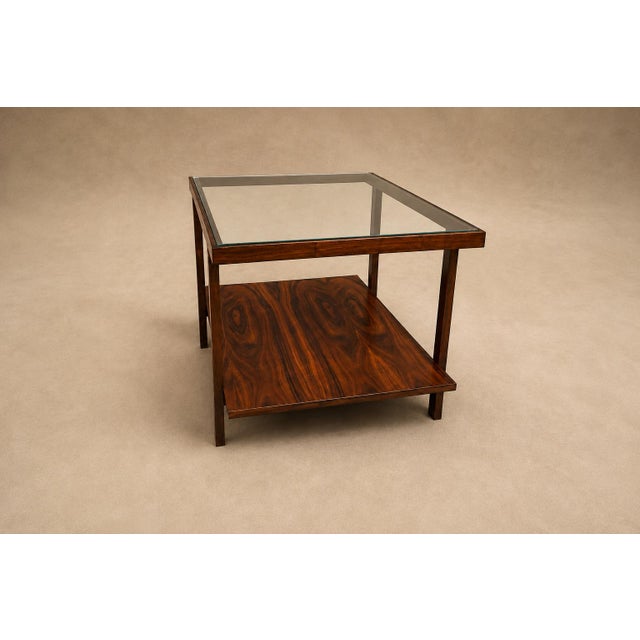 Brazilian Modern Rectangular Side Table in Rosewood & Glass, Branco E Preto, 1950s For Sale - Image 17 of 17