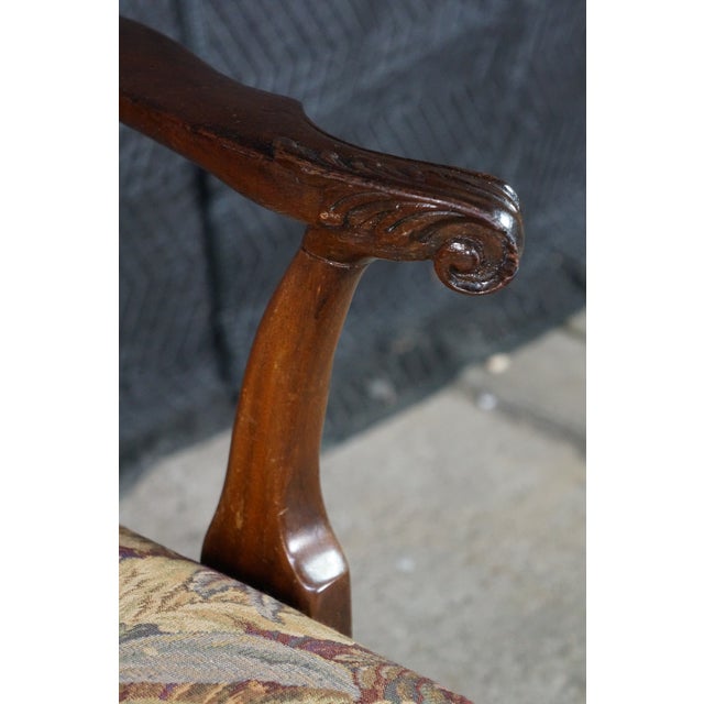 Antique Chippendale Style Interlaced Back Mahogany Armchair Dining Desk Chair For Sale - Image 9 of 18