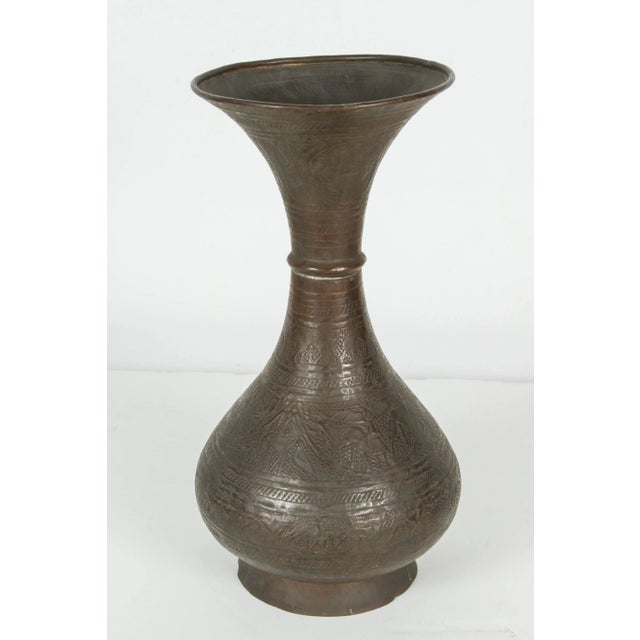 19th century bronze color Persian Islamic vase with flared lip. Brass patinated Islamic vase with flared lip, probably...