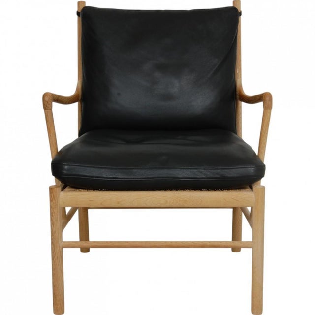 Colonial Chair in Oak and Black Leather by Ole Wanscher For Sale - Image 11 of 11
