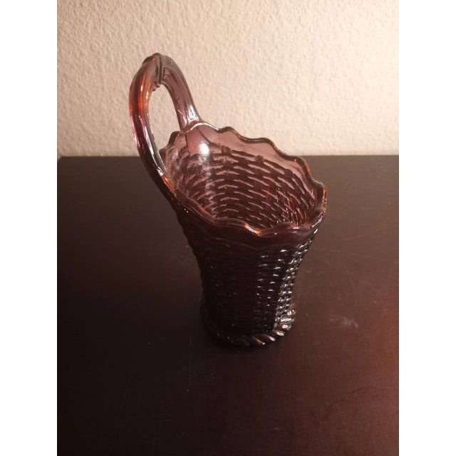 1980s Westmoreland Amethyst Glass Weave Basket Vase For Sale In Dallas - Image 6 of 9