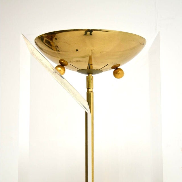Vintage Italian Brass and Acrylic Glass Floor Lamp, 1970s For Sale - Image 4 of 8