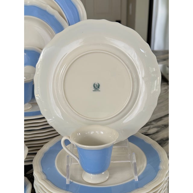 Ceramic Antique Art Deco Lenox Periwinkle Blue High Fired Porcelain Dish Lot - 39 Pieces For Sale - Image 7 of 16