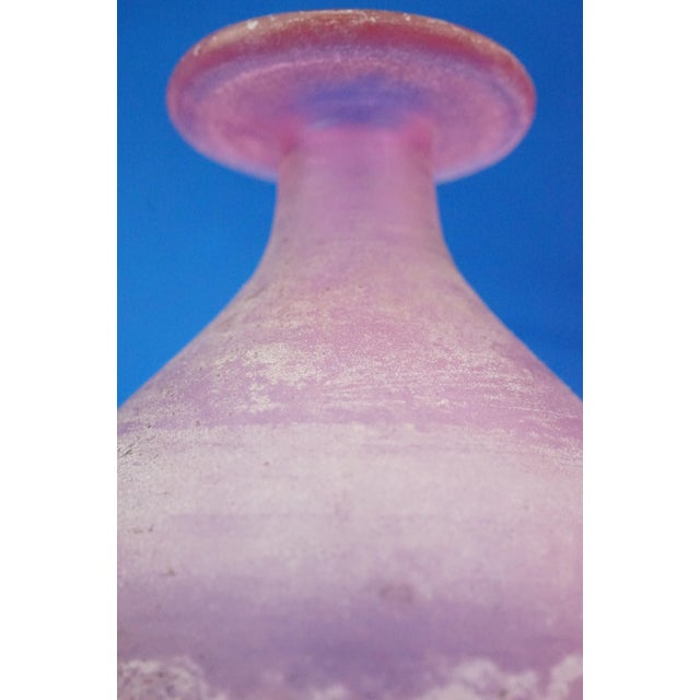20th Century Blown Pink Glass Vase Bottle Worked with Acid from the Cenedese Glassworks, Italy, 1950s For Sale - Image 15 of 18