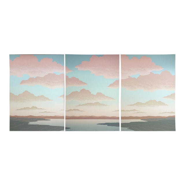 1980s "Vista Grande Green" Minimalist Triptych Serigraph Landscape by Scott Nellis - Set of 3 For Sale