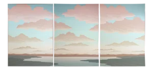 1980s "Vista Grande Green" Minimalist Triptych Serigraph Landscape by Scott Nellis - Set of 3