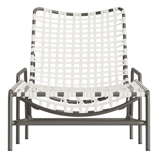 Brown Jordan Kantan Aluminum Vinyl Chaise Lounge, Mica frame with White Lite fabric For Sale