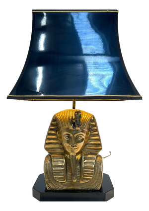 Vintage Egyptian Revival Table Lamp with Black Shade