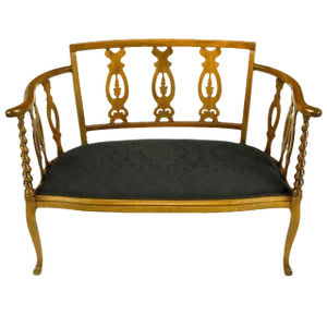 Georgian Inspired Carved Cherrywood Barley Twist Settee