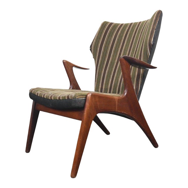Mid 20th Century Attributed to Kurt Østervig Atomic Wingback Lounge Chair in Afromosia For Sale