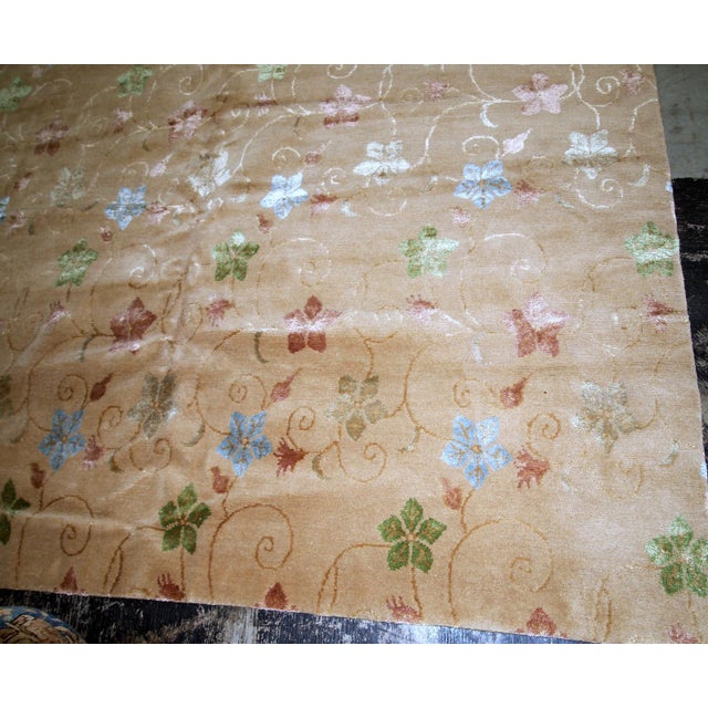 Vintage handmade Tibetan Modern woolen rug with silk highlights in original good condition. It is from the end of 20th...