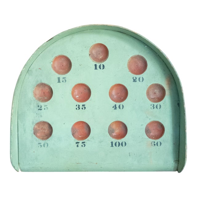 20th Century Primitive Folk Art Skee Ball Gameboard in Pistachio Green For Sale