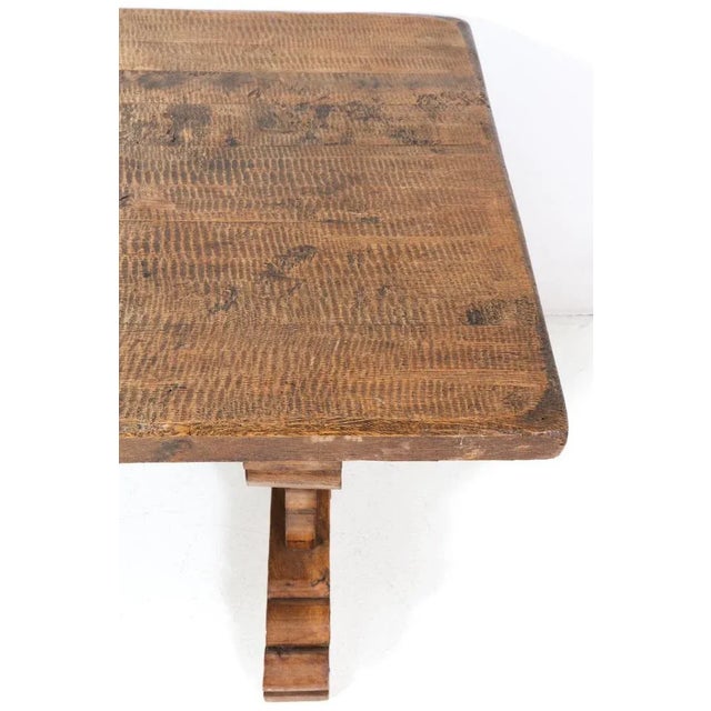 Brutalist Dining Room Table in Oak, 1960s For Sale - Image 9 of 11