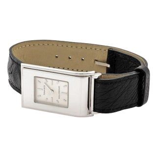 Tiffany & Co Schlumberger 18k White Gold Watch Leather Band! For Sale
