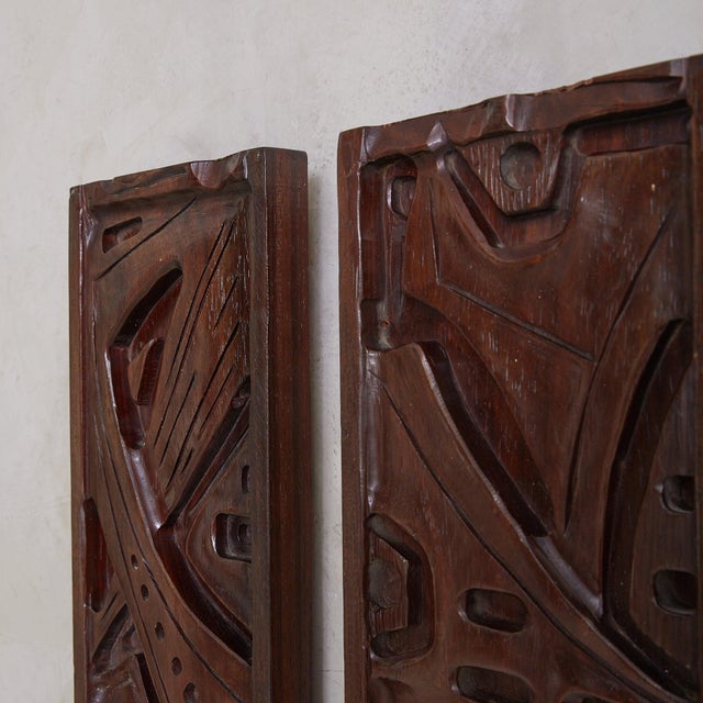 Wood Italian Carved Wooden Wall Panel by Gianni Pinna, 1970s For Sale - Image 7 of 9